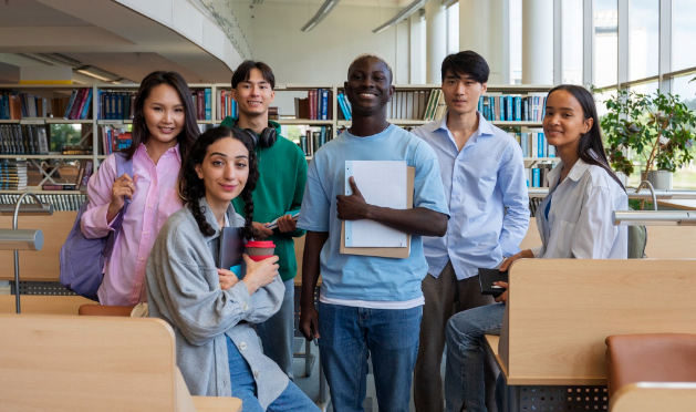 Students in library